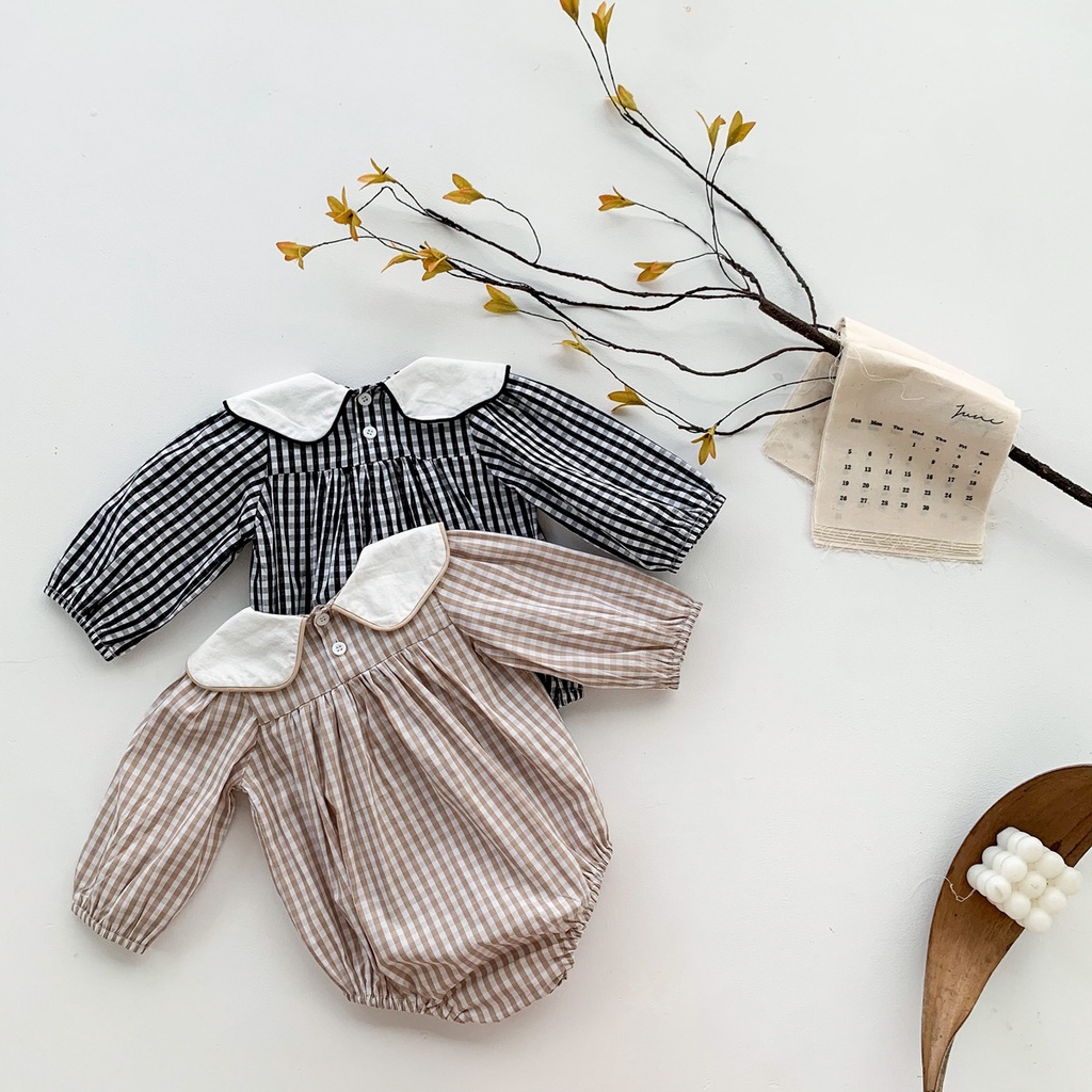 Bộ Áo Liền Quần Cổ Họa Tiết Gấu Dễ Thương Cho Bé Sơ Sinh