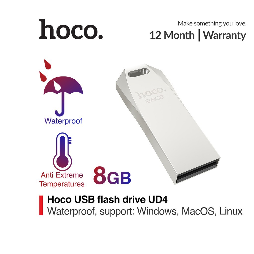 USB tốc độ cao Hoco UD4 8G / 32G / 64G vỏ hợp kim kẽm chống Oxy hóa thanh mảnh và gọn nhẹ