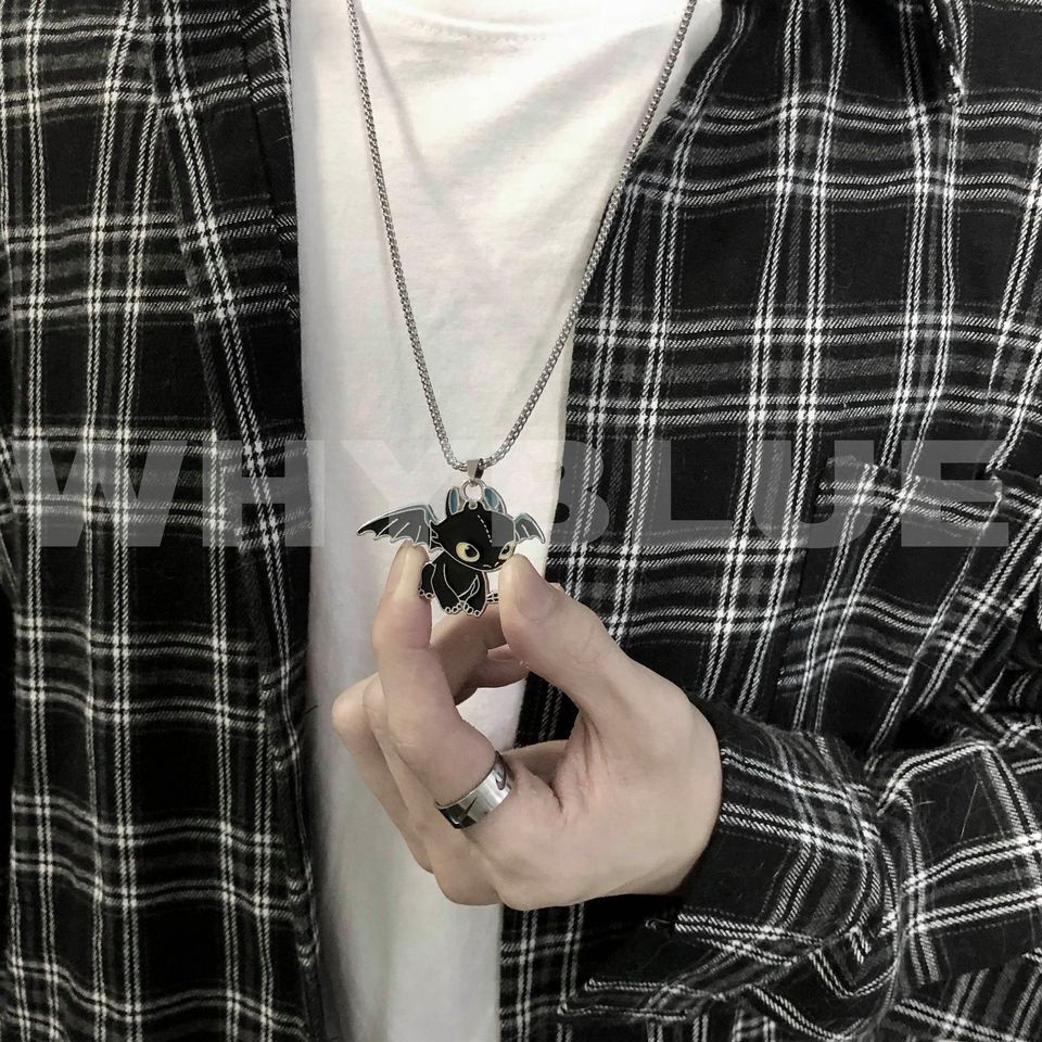 Vòng cổ nam dây chuyền nam nữ màu bạc unisex Loki Accessories Phụ kiện Titan không gỉ - Vòng cổ Night Fury