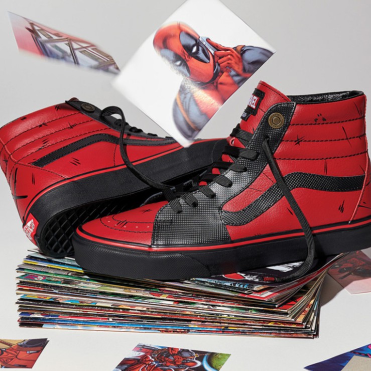 Giày Thể Thao Vans x Marvel SK8-Hi Deadpool Cổ Cao Phong Cách Marvel Cá Tính Cho Nam