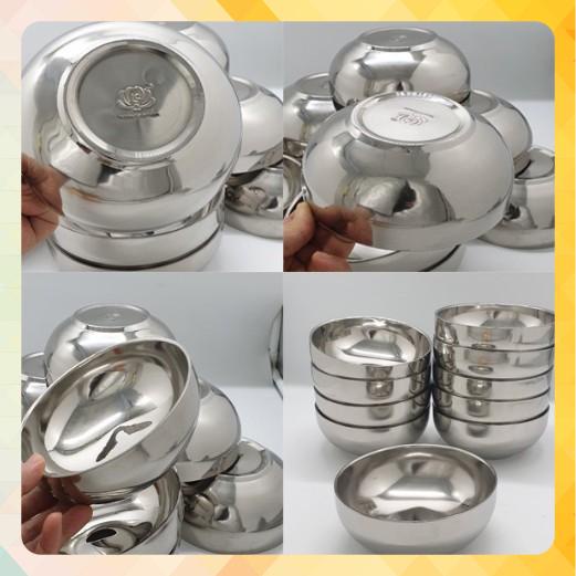 Bộ 10 bát tô inox trơn 2 lớp cách nhiệt Hoàng gia cỡ 14cm, 16cm, 18cm, 20cm