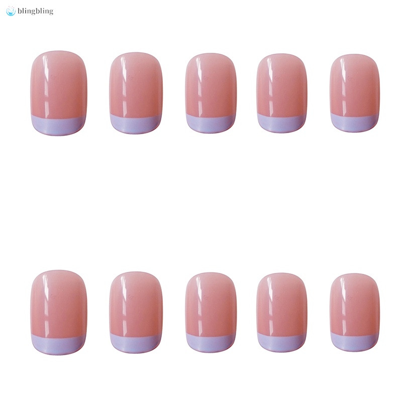 Set 24 Móng Tay Giả Màu Xanh Dương/Hồng Dễ Thương Cho Nữ