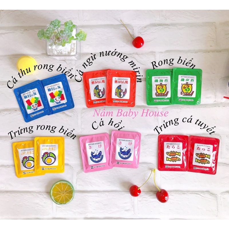 Gia vị rắc cơm /cháo Tanaka Nhật cho bé ăn dặm túi 30 gói 6 vị 75g