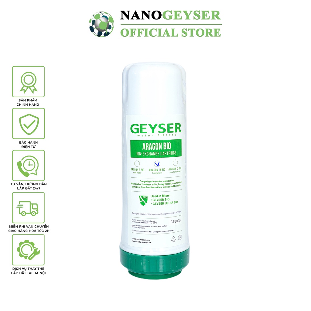 Lõi Aragon Bio Nano Geyser, Lõi lọc nước số máy NANO, Dùng cho các dòng máy lọc nước NANO, Geyser Ecotar 4, Ecotar 8...