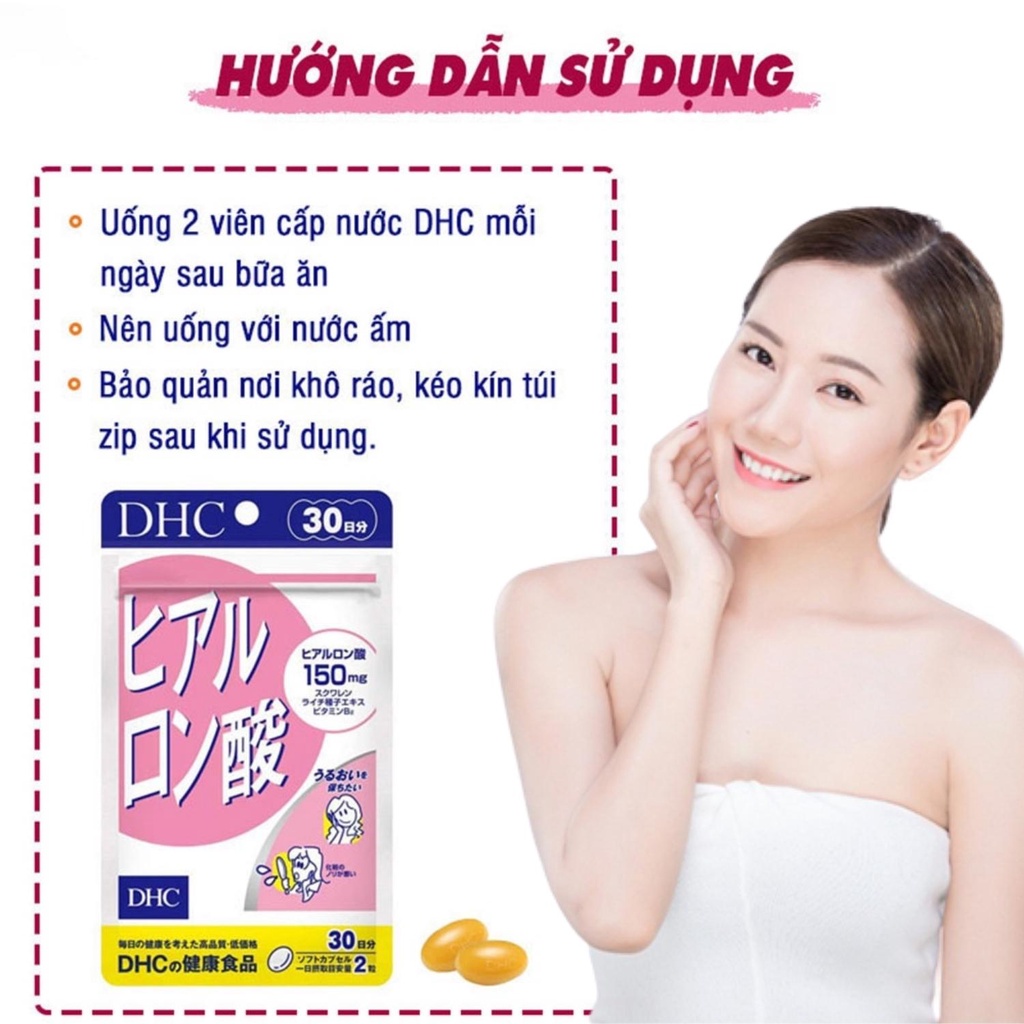 Viên uống cấp nước DHC Nhật Bản Hyaluronic Acid giữ ẩm làm đẹp và bảo vệ da 30 ngày