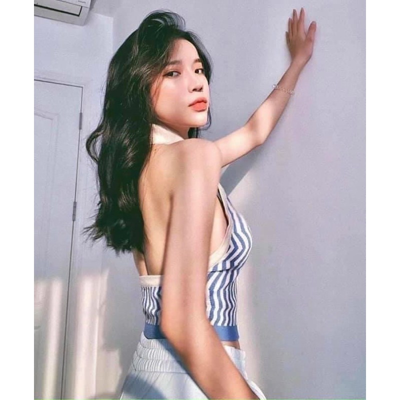 Áo Croptop body hở lưng cực xinh cài cúc kèm ảnh thật shop chụp nhé