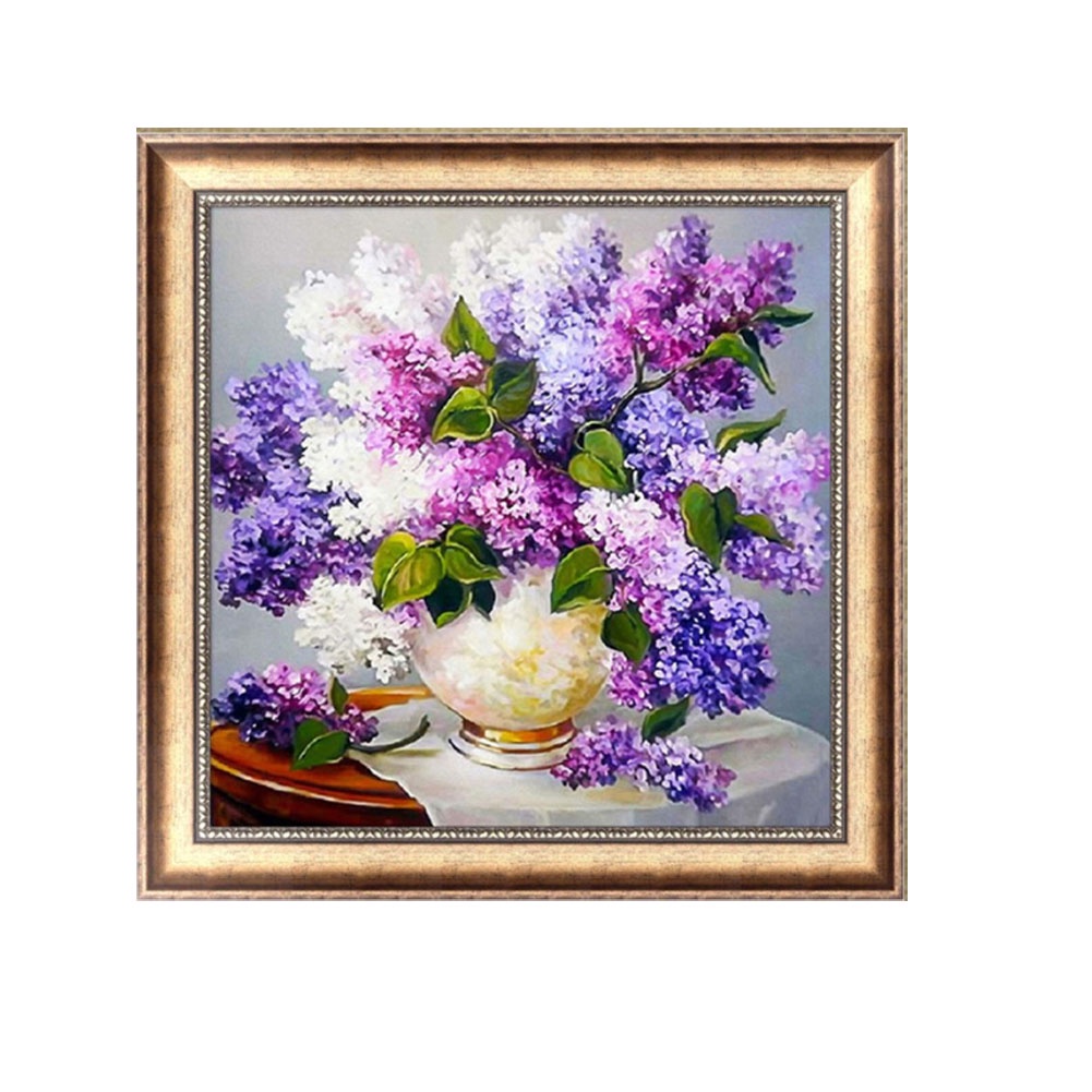 Tranh Thêu Trang Trí Thủ Công 5D Hình Hoa Oải Hương (Mũi Thêu Hình X)