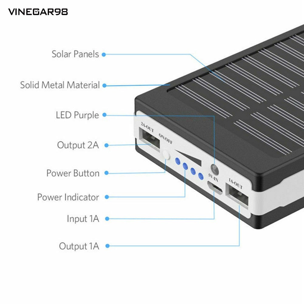 Vỏ hộp sạc dự phòng 5 pin sử dụng năng lượng mặt trời kèm bo mạch chủ sạc điện thoại di động