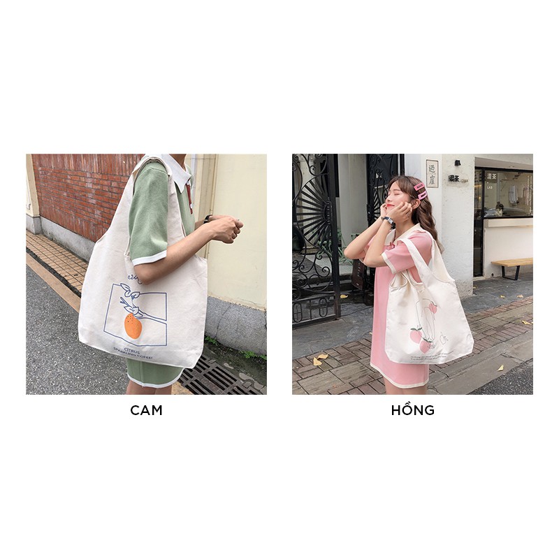 Túi vải bố canvas tote đựng đồ quần áo đeo vai thời trang nhỏ giá rẻ LAVAMO TX337