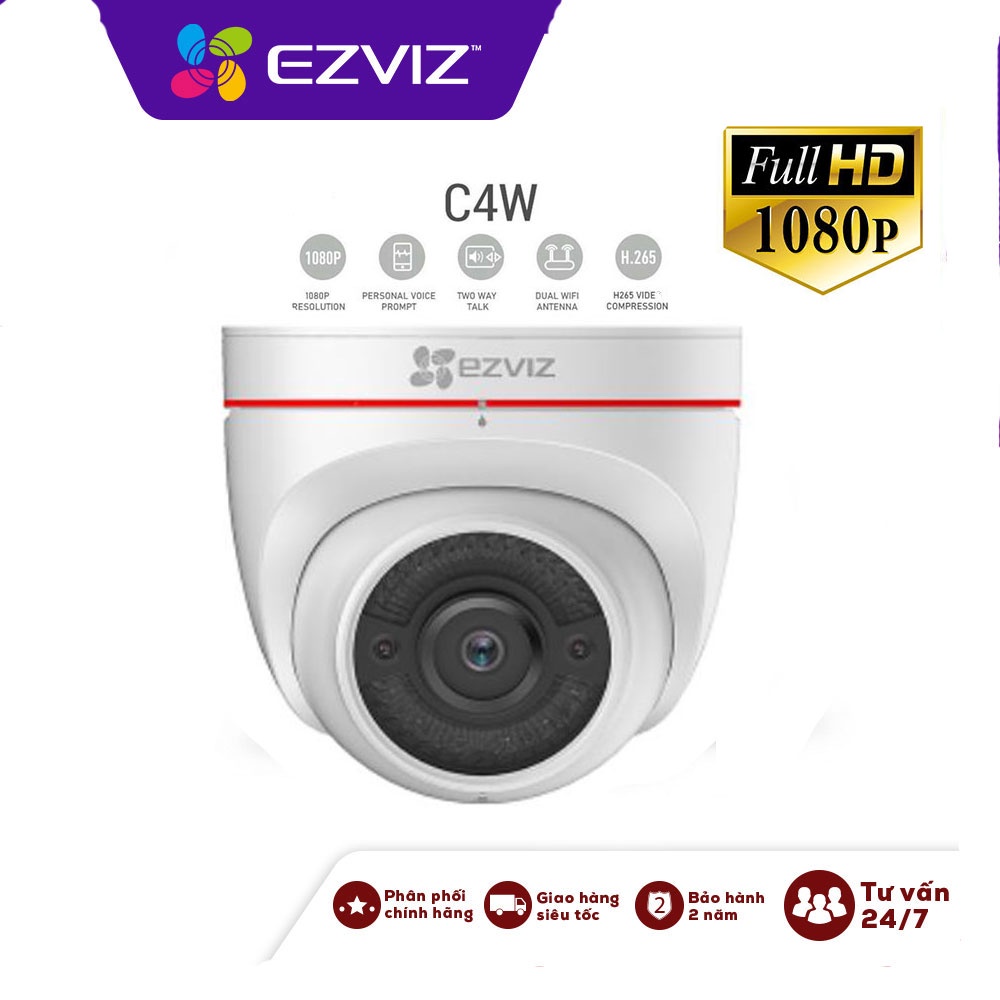 Camera IP WIFI 2M Ngoài Trời Trong Nhà EZVIZ C4W CV288 1080P FULLHD Còi Hú