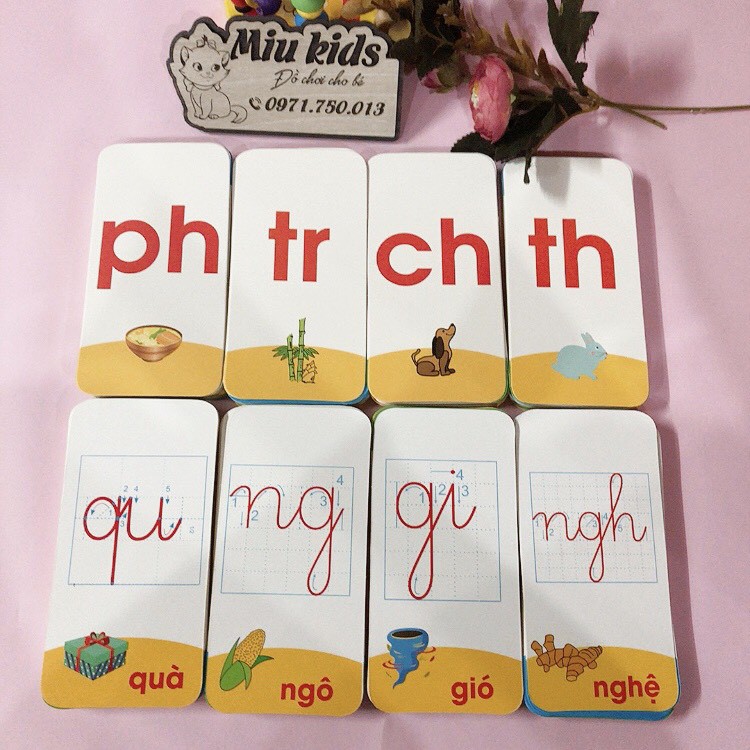 [QUÀ TẶNG 1 BÚT CHÌ] Bộ 42 thẻ flashcard thẻ học thông minh học bảng chữ cái tiếng việt có chữ ghép,chữ đơn,dấu thanh