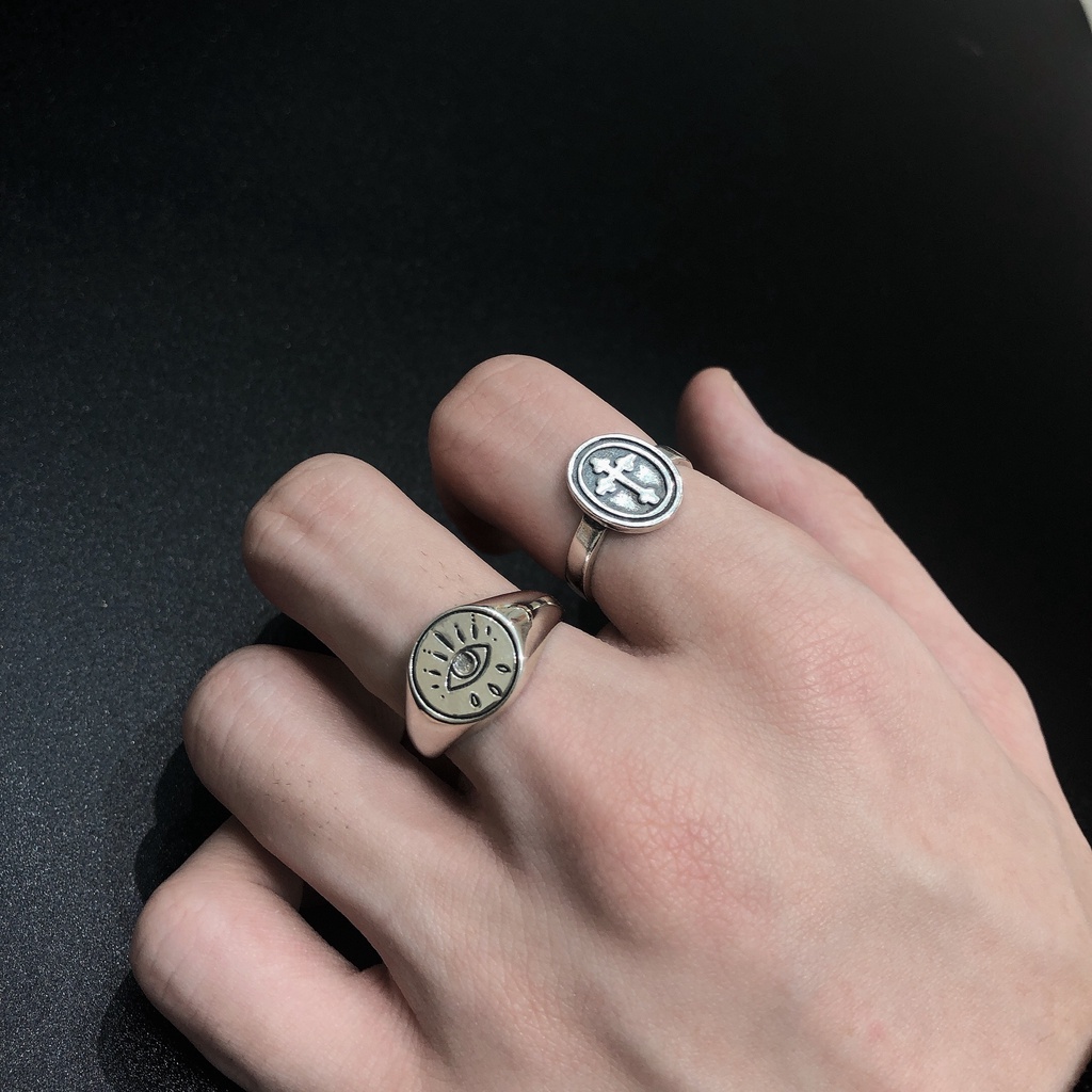 Nhẫn bạc SOFF CLUB S925 - Nhẫn tròn dẹt khắc con mắt