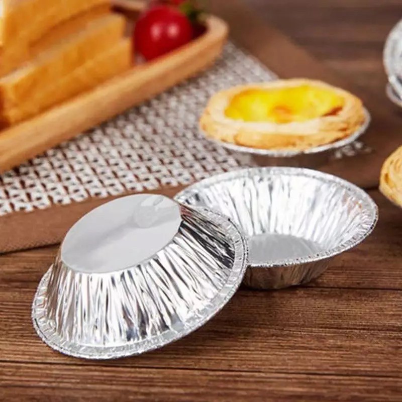 Cốc tart tròn giấy nhôm bạc dùng 1 lần (50c)