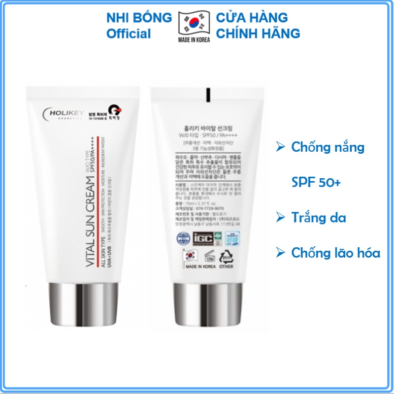 Kem chống nắng - xịt chống nắng Holikey Vita Sun Cream W/OTYPE SPF50/PA++++ 70ml