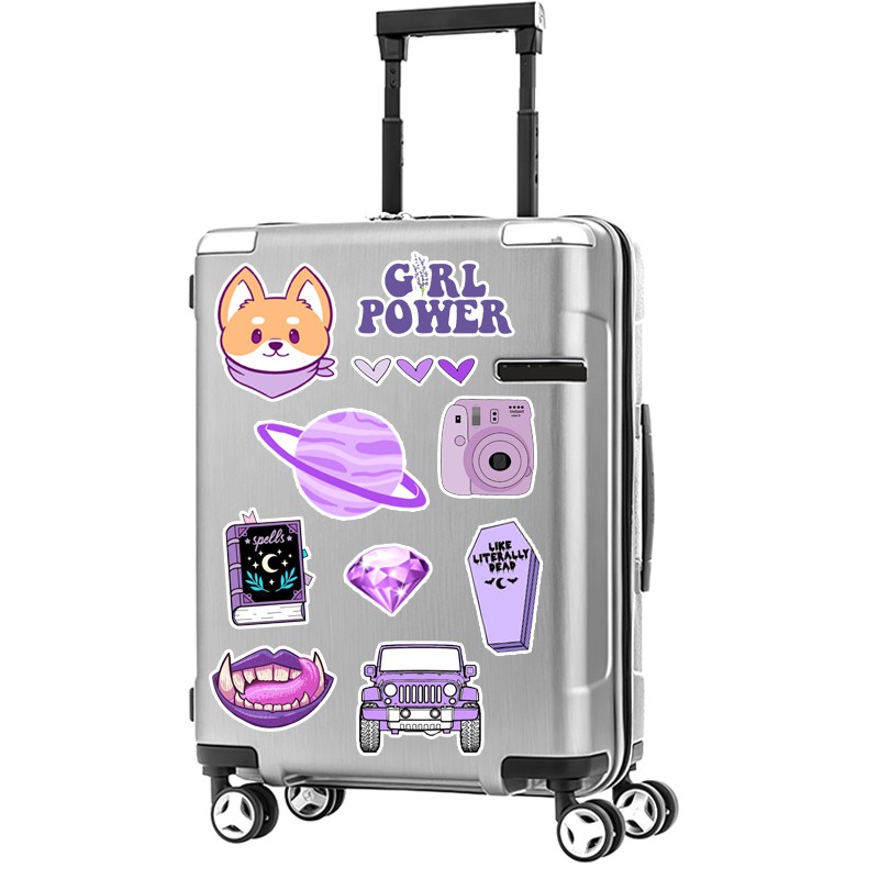 Sticker Màu Tím Pastel Cute Chống Nước Cắt Sẵn Dễ Sử Dụng | STK34 | Hình Dán Sticker Dán Mũ Bảo Hiểm Laptop Điện Thoại