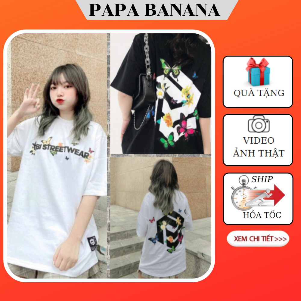 Áo thun tay lỡ Unisex, Áo phông form thụng phong cách Ulzzang in hình bướm STREETWEAR