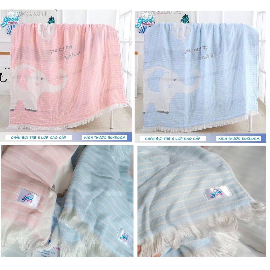 Chăn Cho Bé Sợi Tre 6 lớp Cao Cấp Goodmama Siêu Đẹp