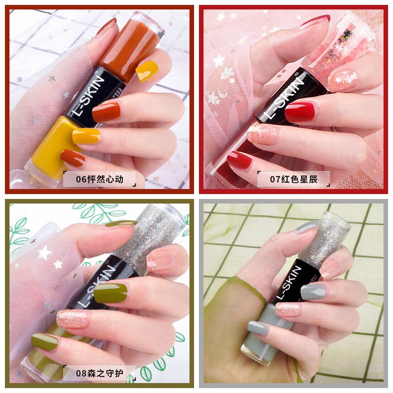 Bộ sơn móng tay hai màu microgel kim tuyến lấp lánh nhanh khô và không dễ bong tróc