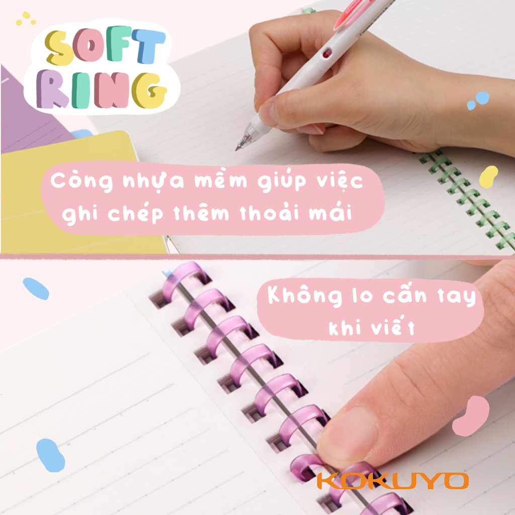 Sổ Gáy Xoắn Mềm Kẻ Ngang Có Chấm Pastel Campus Soft Ring 80 Trang Khổ B5 Cây Đầu To