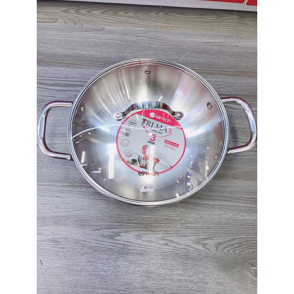 Chảo xào inox cao cấp 3 lớp đáy liền Elmich Trimax EL-3797 size 28cm