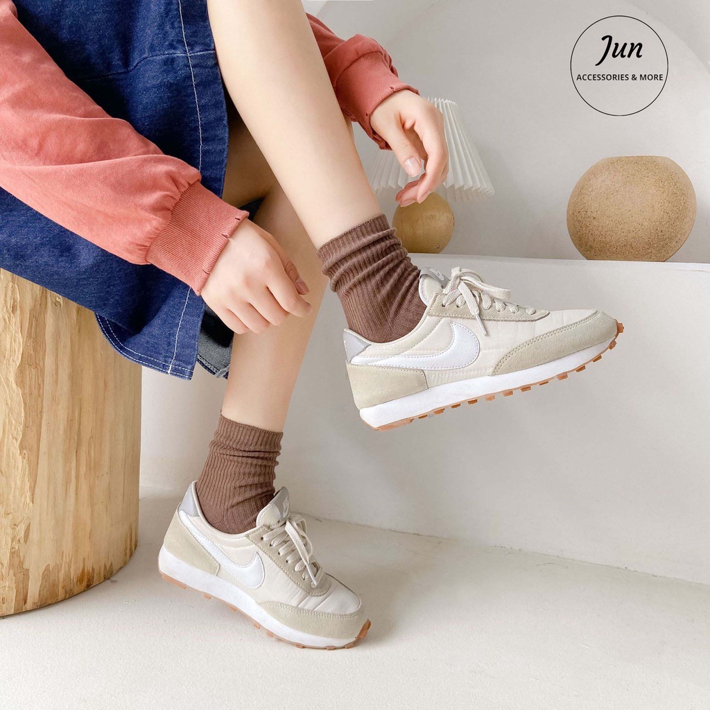 Tất, vớ nữ cổ cao len tăm màu trơn phong cách Hàn Quốc [TẶNG KÈM TÚI ZIP]