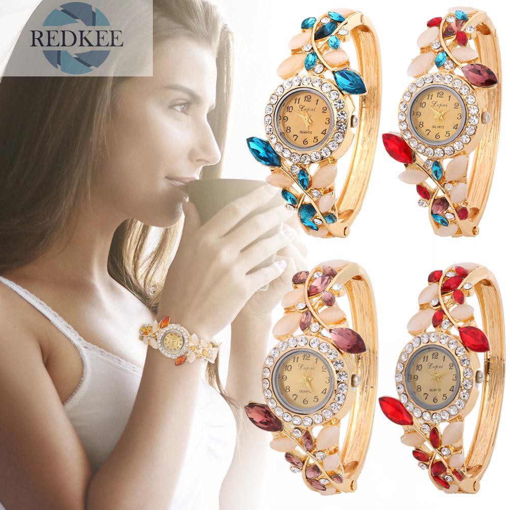 Redkee Lvpai Rhinestone Quartz Watch Luxury Women Flower Crystal Bracelet Watches