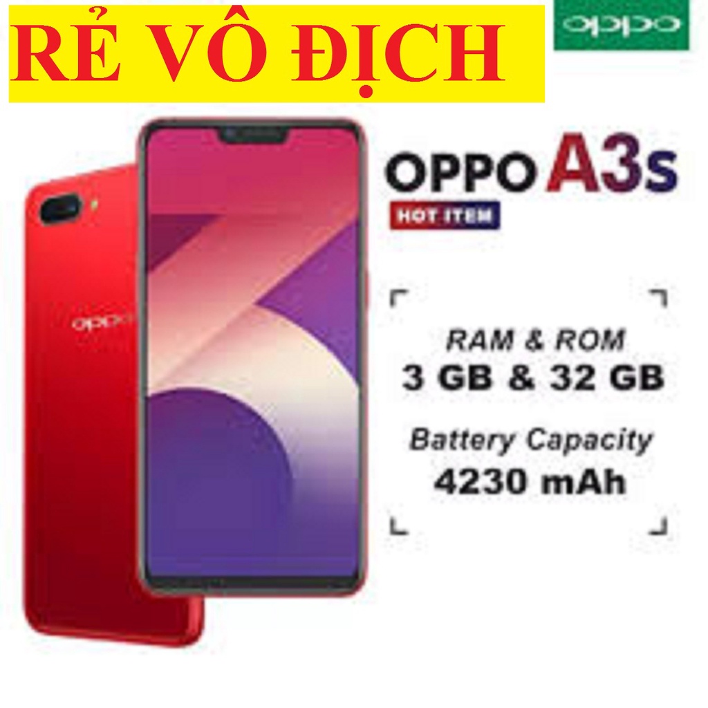 [ SALE SIÊU SỐC ] điện thoại Oppo A3s 2sim ram 4G rom 64G mới Chính Hãng - màn hình 6.2inch - Chiến Game nặng mượt
