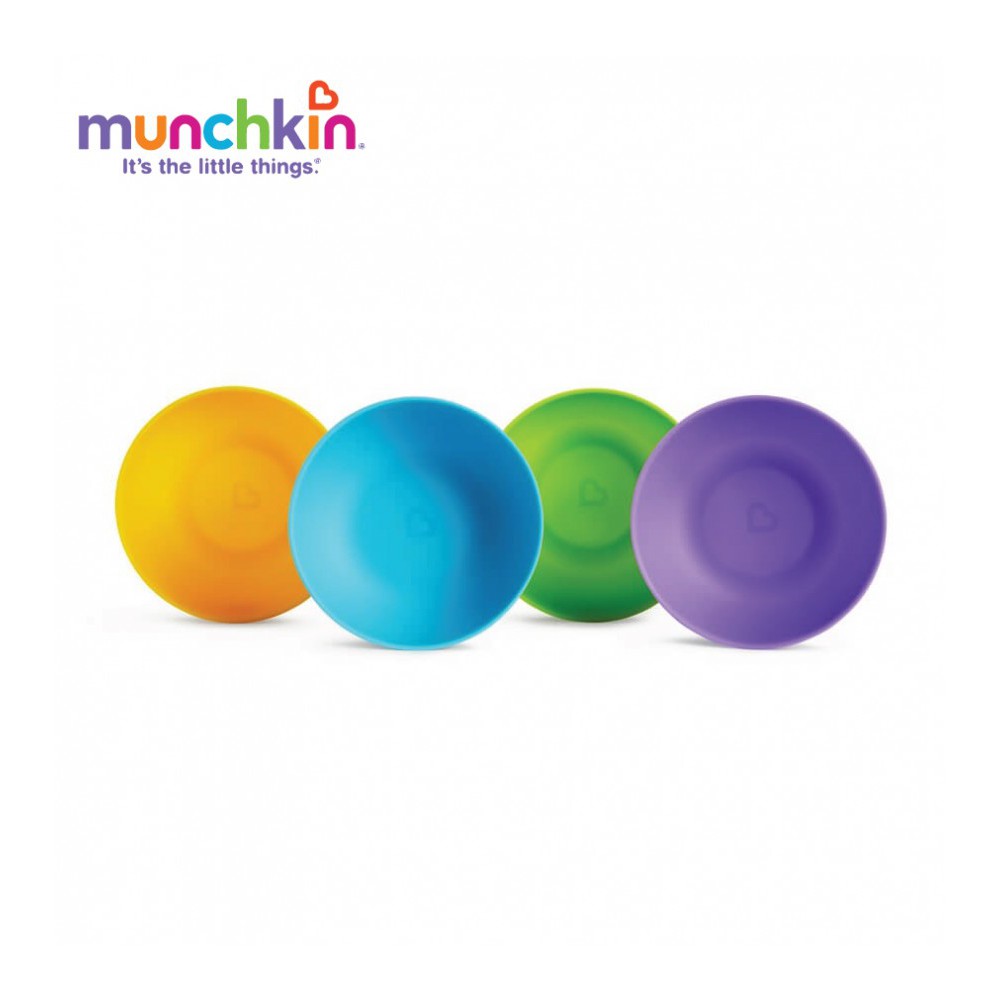 Bộ 4 bát Munchkin ăn dặm trẻ nhỏ Bát tô cỡ lớn màu vàng xanh tím xanh dương