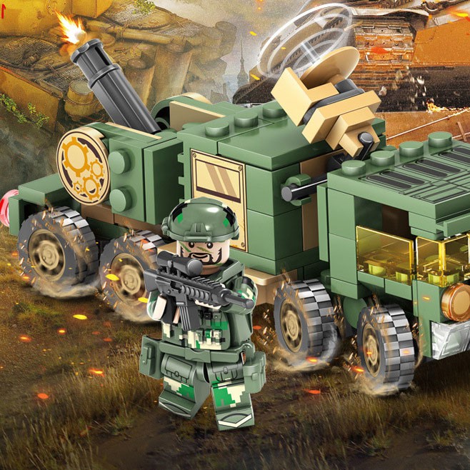 Bộ đồ chơi lắp ráp bằng nhựa hình xe tăng tên lửa KAZI mới nhất 2021