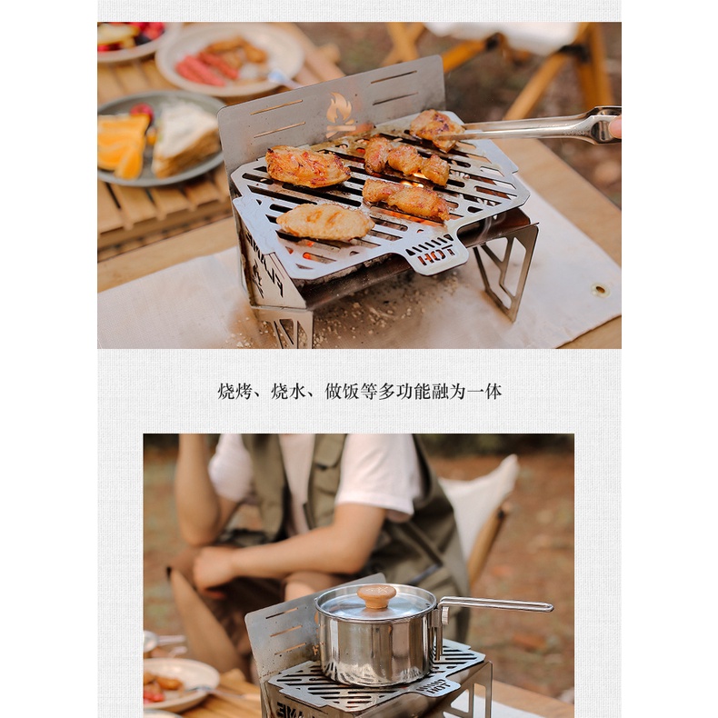 Lò Nướng Siêu Nhẹ Đa Năng Bằng Thép Không Gỉ Có Thể Tháo Rời Tiện Dụng Khi Đi Cắm Trại