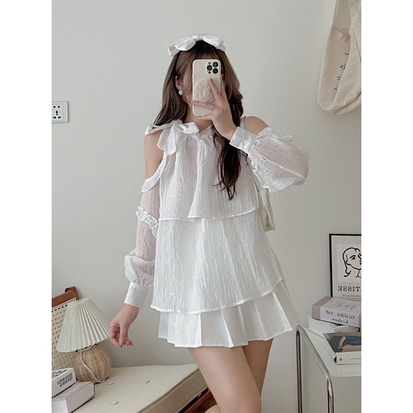 Áo rớt vai dài tay 4 màu (hàng mới về)