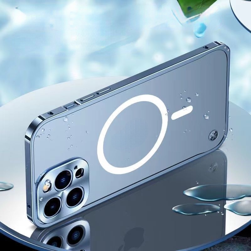 Ốp Điện Thoại Cứng Viền Kim Loại Nhôm Mặt Nhám Trong Suốt Cho IPhone 13 Pro Max 12 Pro Max 13 Pro 12 Pro