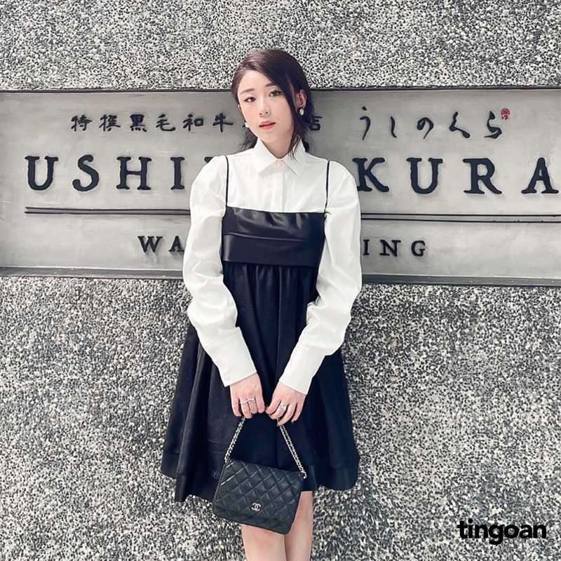 TINGOAN® - Váy hai dây phối bóng kính đen MYSTERY OF LOVE DRESS/BL