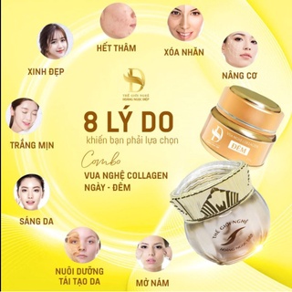   CHÍNH HÃNG  Kem Mờ Nám Tàn Nhang Đồi Mồi Dưỡng ẨM Trắng Da - BỘ ĐÔI VUA TRI NÁM Collagen BAN NGÀY VÀ BAN ĐÊM 