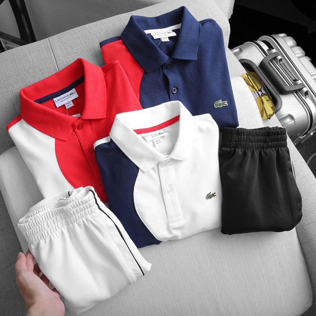 [Mua 2 giảm 20%] 🌟Set Thun Nam 🐊LACOSTE COTTON🐊 Logo cá sấu thêu rời cực đẹp🌟Full tem tag mạc