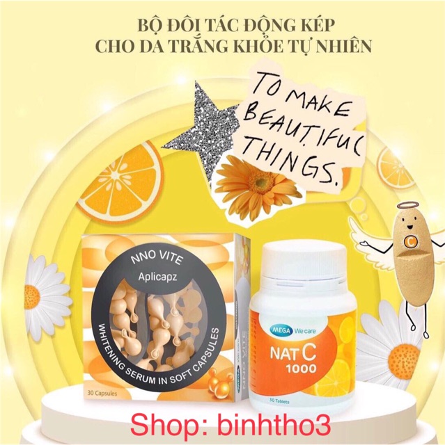 Combo bổ sung vitamin cho da và cơ thể trắng khỏe tự nhiên Nno Vite và Nat C