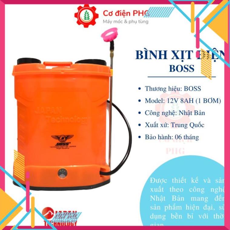 Bình phun thuốc trừ sâu bằng điện BOSS 20L 12V 8AH | 1 bơm | Công nghệ Nhật Bản | Bình xịt khử khuẩn | Bình xịt điện