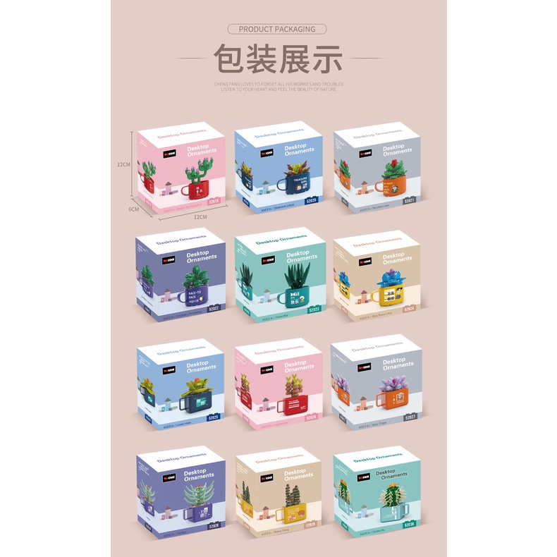 Bộ đồ chơi decool xếp hình chậu cây mọng nước dành cho bé 52019-30