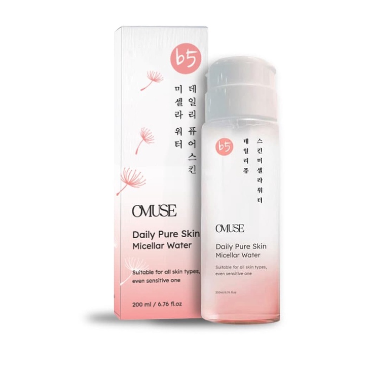 Nước tẩy trang OMUSE - Daily Pure Skin Micellar Water 200ml dạng nắp nhấn, phù hợp mọi loại da