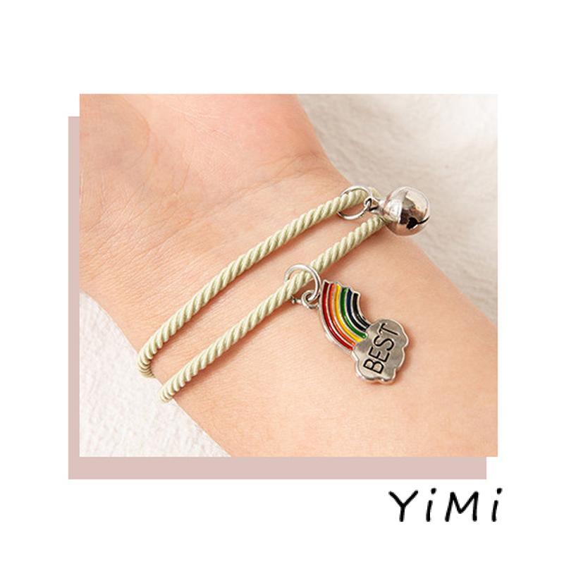 【Yimi.Vn】Một Cặp Vòng Đeo Tay Dây Thừng Đính Chuông Và Đám Mây Ghép Nối Tình Bạn Đơn Giản