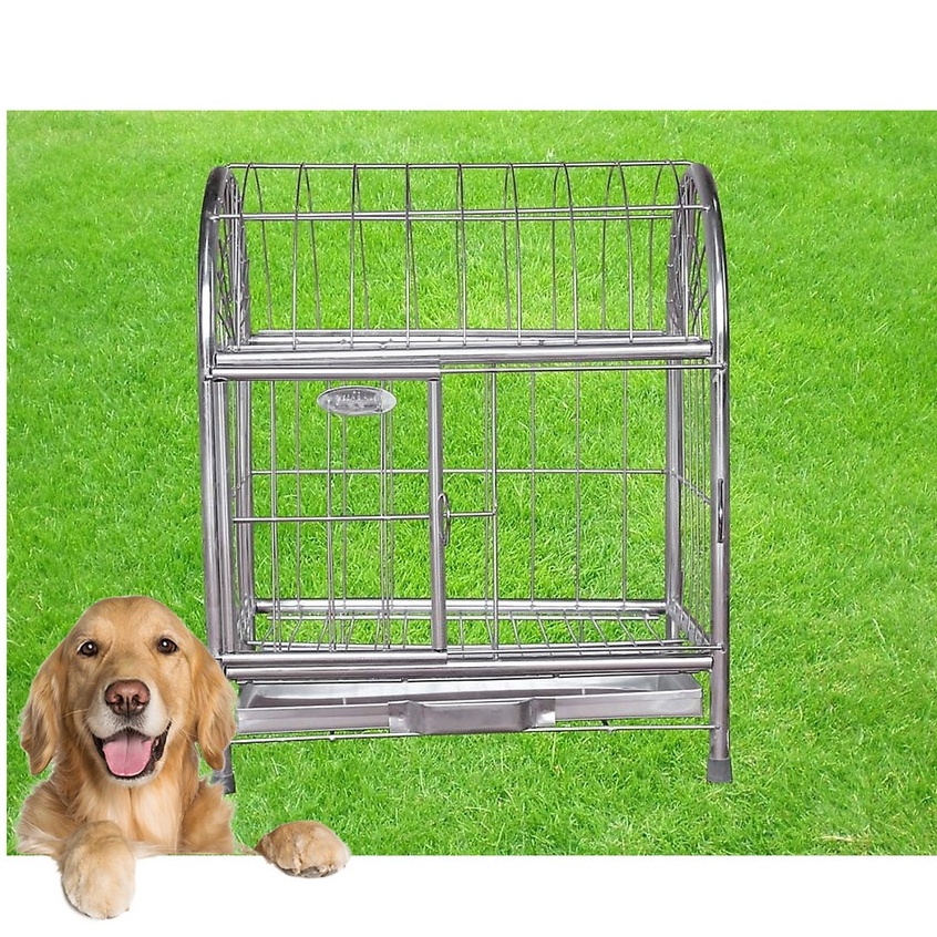 HN- Chuồng chó Inox loại xịn (tặng kèm mâm hứng phân) BH 12 tháng không gỉ sét có thể nuôi chó và nhốt mèo