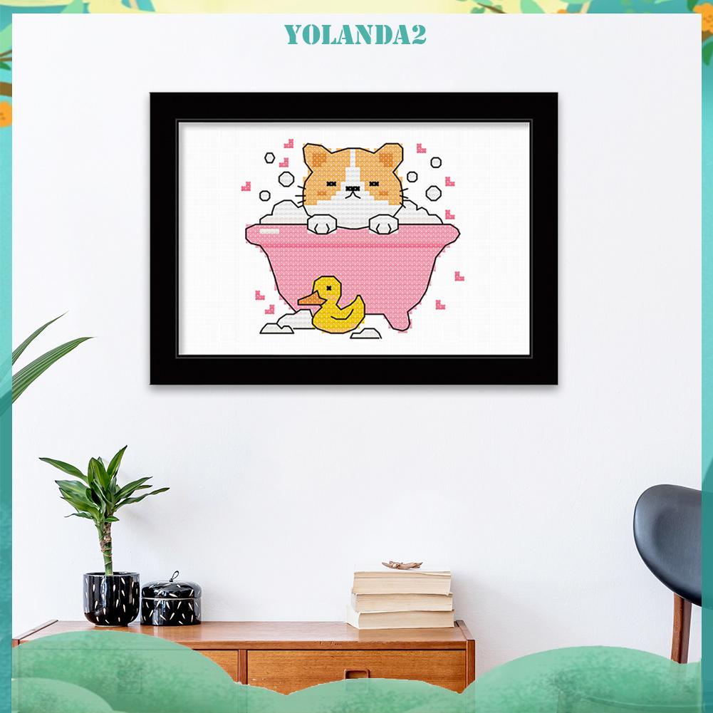 Tranh Thêu Chữ Thập Hình Chó Mèo 11ct 25x20cm