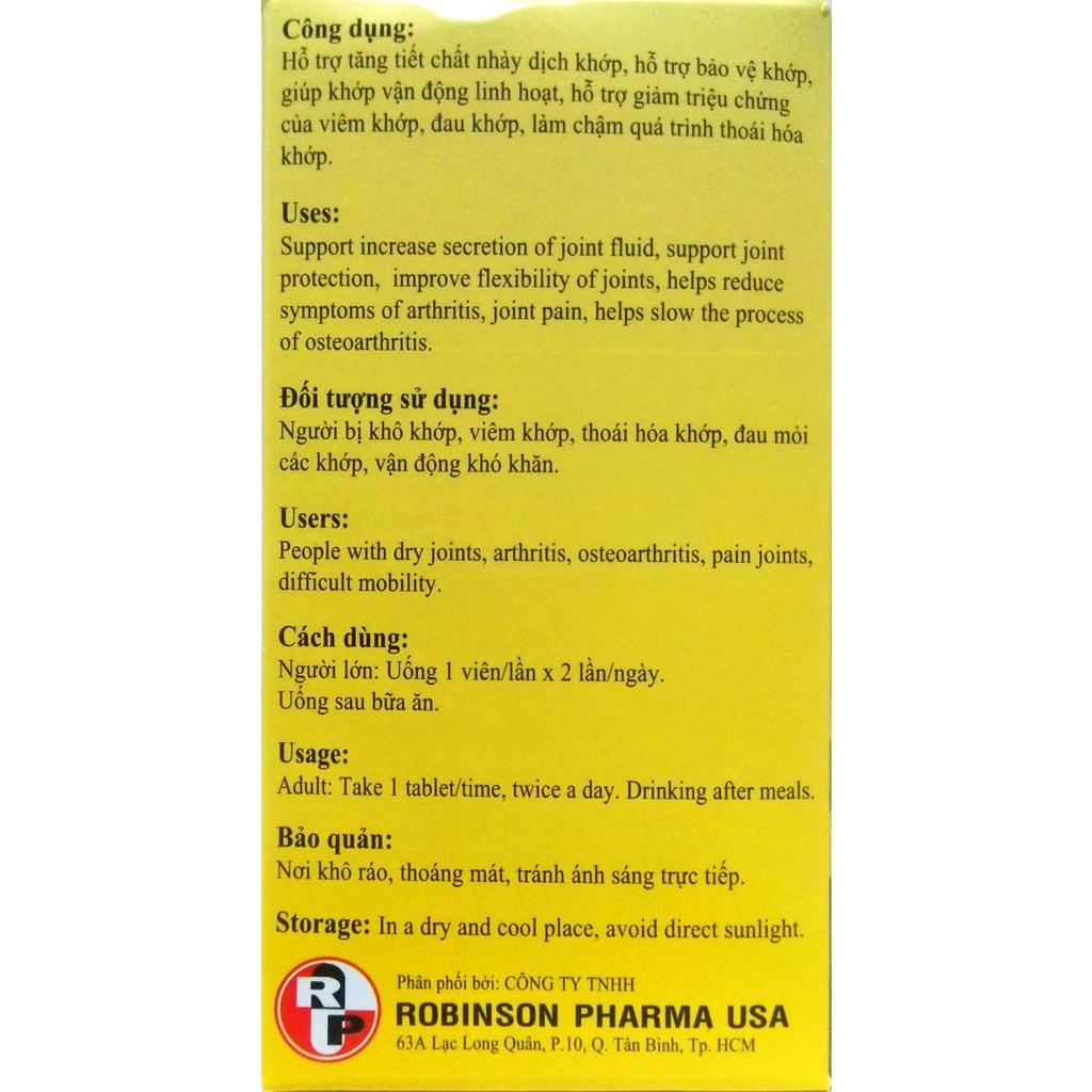 Glucosamin-Viên uống hổ trợ bổ xương khớp, Viêm khớp, đau khớp và chống thoái hoá khớp (60 viên)