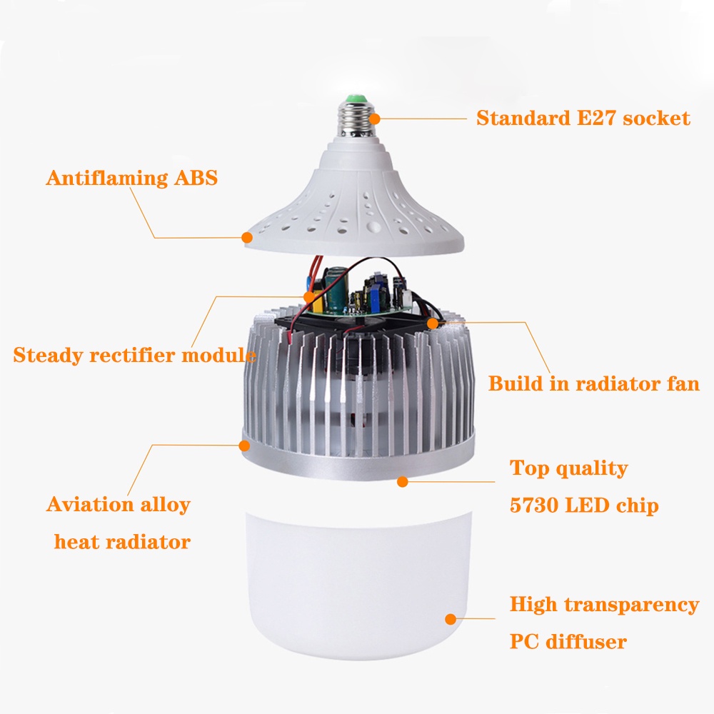 Bóng Đèn Led Siêu Sáng Chụp Hình Quay Phim 100W - 5500k độ bền 50.000 giờ