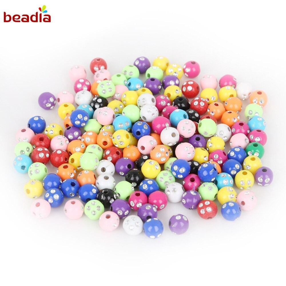 Beadia Set 100 Hạt Xâu Chuỗi 8mm Nhiều Màu Lấp Lánh Dùng Làm Trang Sức Thủ Công