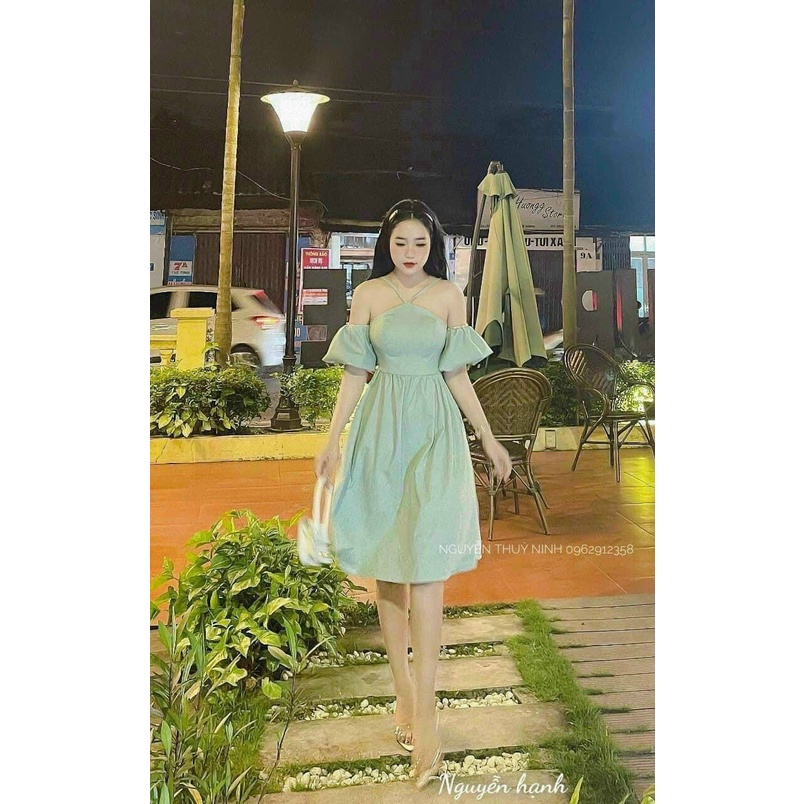 Đầm suông dáng dài đi dư tiệc siêu xinh với thiết kế trễ vai sexy, phối tay lỡ cực đẹp