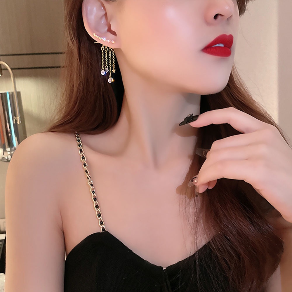 Hoa Tai Dáng Dài Đính Đá Nhân Tạo Thời TrangYanqueens Quà tặng trang sức