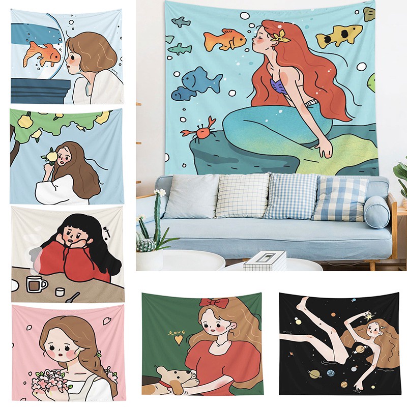 Thảm treo tường họa tiết hoạt hình sáng tạo dễ thương