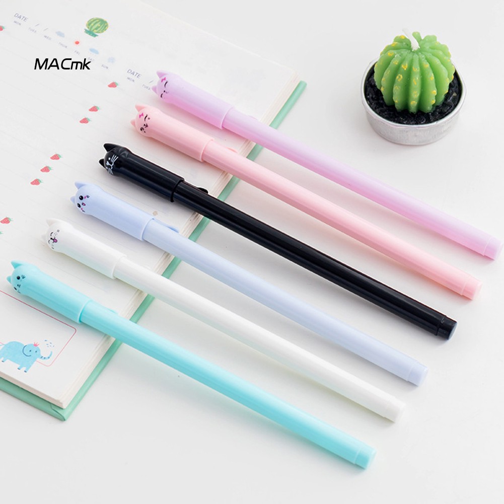 Set 6 Bút Mực Nước Ngòi 0.5mm Tạo Hình Mèo Dễ Thương