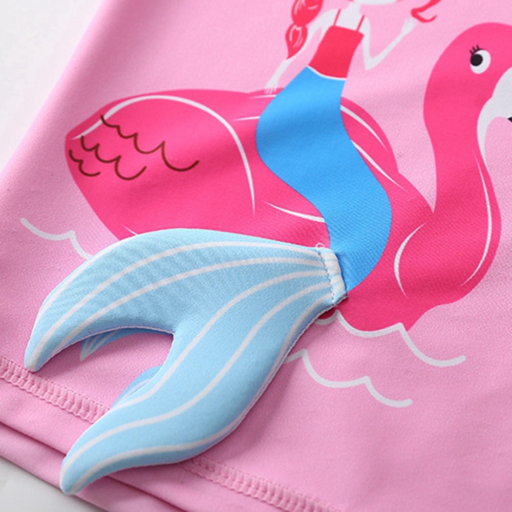 1-10 Years Long Sleeve Girls Swimwear Cartoon Flamingo Unicorn Baby Girls Swimsuits Infant Toddler Swimming Suit